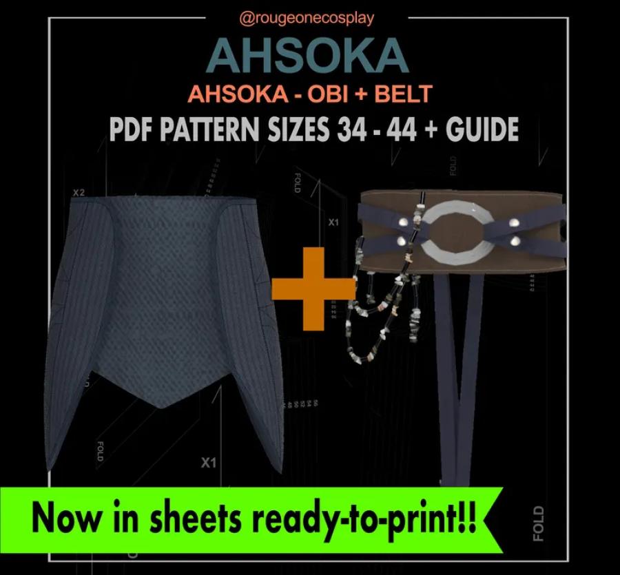 Ahsoka sewing pattern BELT+ OBI starwars cosplay patterns DIGITAL 34-44 sizes + guide