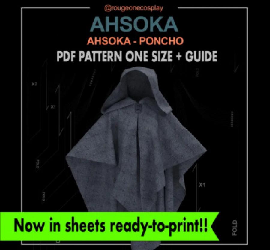 Ahsoka sewing pattern poncho starwars cosplay pattern DIGITAL one size + guide