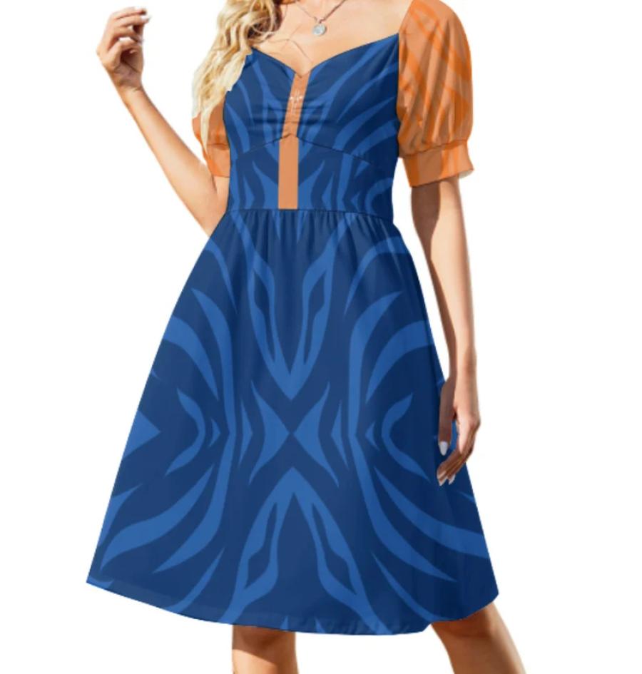 Snips-Inspired Sweetheart Neck, Flutter Sleeve Dress - Ahsoka Inspired