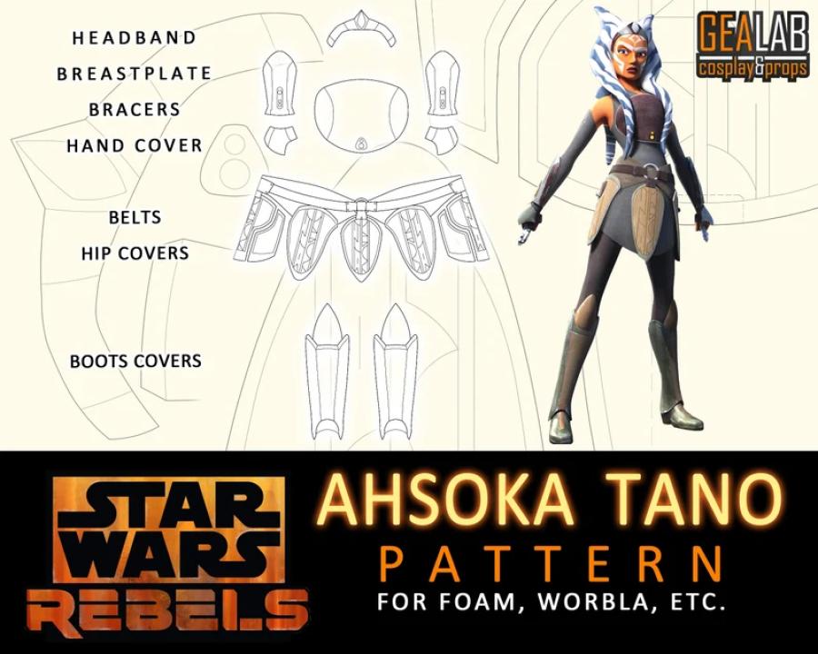 Ahsoka Tano Armor Pieces - PDF Pattern for Foam Cosplay (Star Wars Rebels)