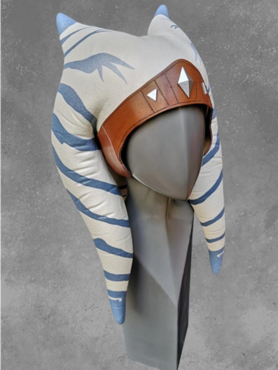 Ahsoka Tano (Mandalorian) Latex Lekku + Leather Headband - Prop Replica Star Wars Costume Montral Headpiece