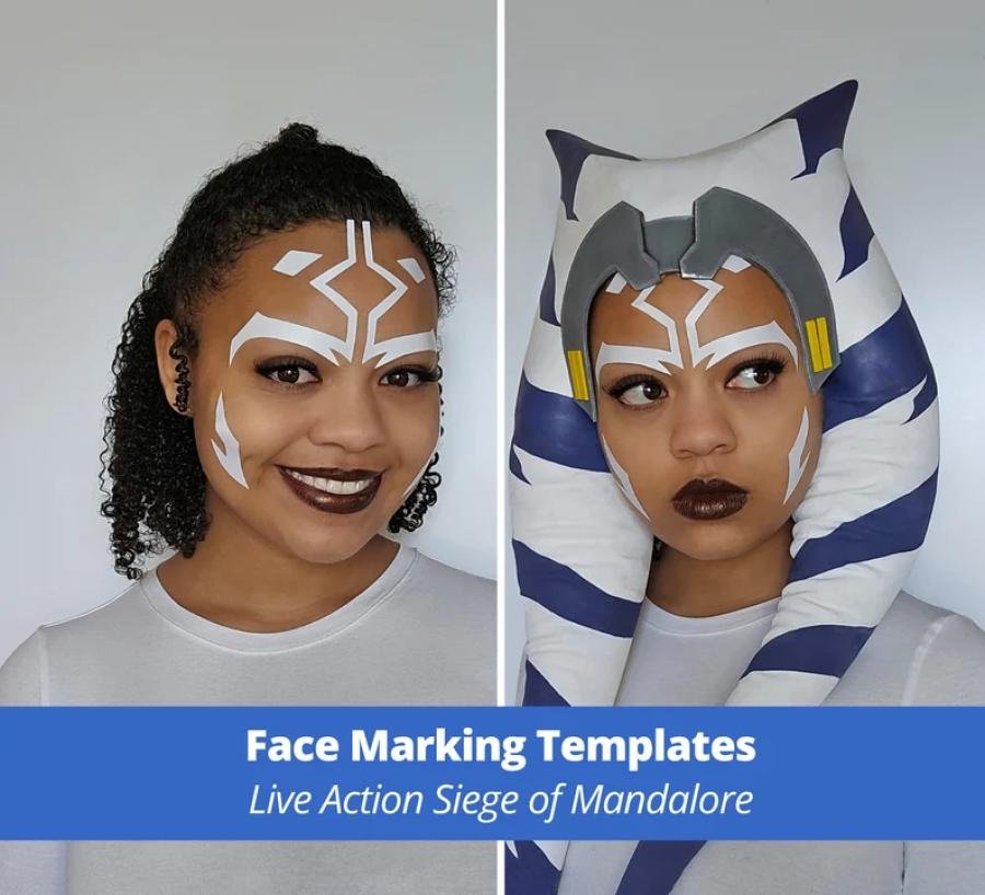 Ahsoka Tano Live Action Siege of Mandalore Inspired Face Marking Templates