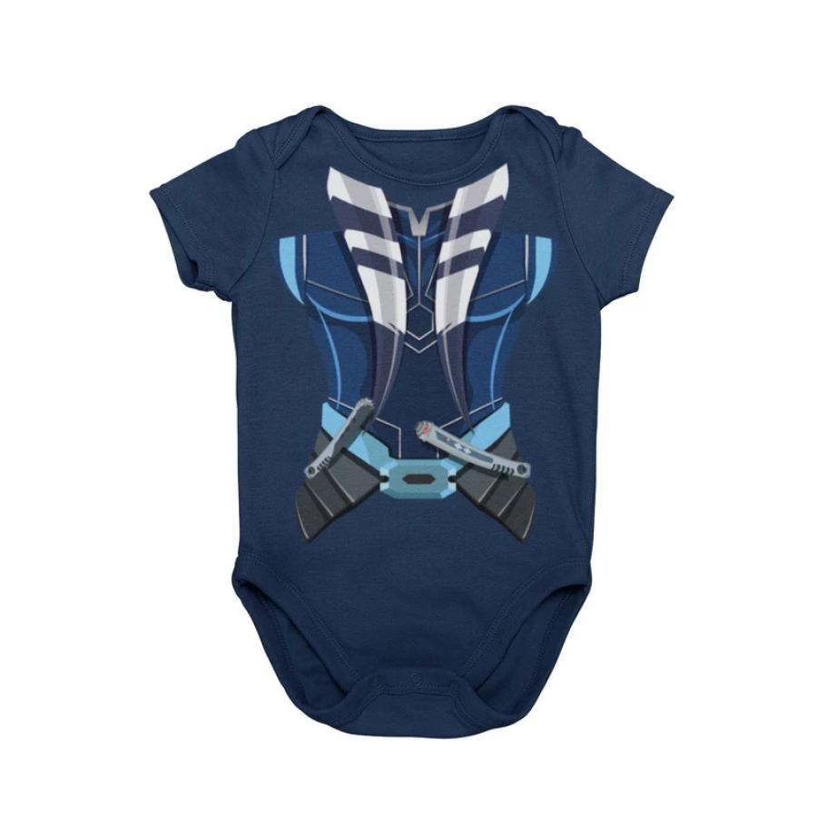 Asoka Baby Halloween Costume | Female Jed Apprentice Alien Baby Cosplay | Star Rebel Resistance Tan Printed Graphic Bodysuit | WDW MNSSHP