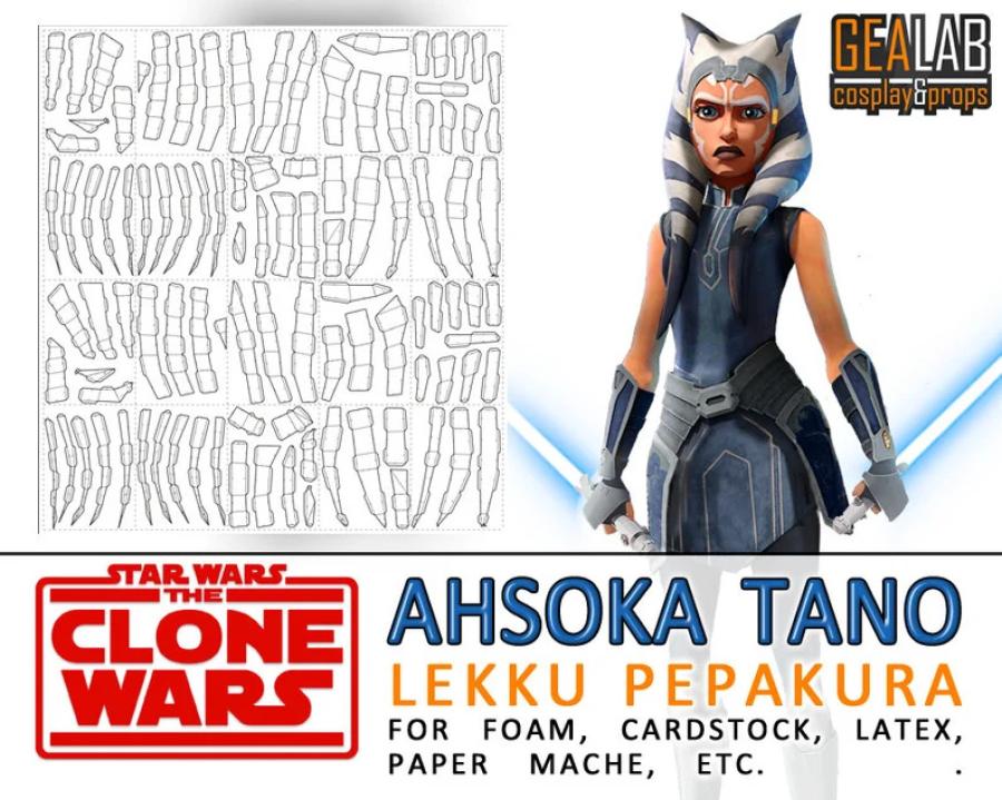 Ahsoka Tano Lekku Pepakura - PDF & PDO Headpiece Templates for Foam Cosplay (Star Wars - The Clone Wars, Season 7)