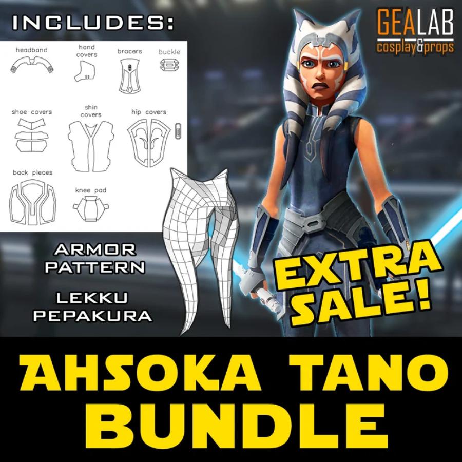 Ahsoka Tano Bundle - PDF Pattern and Pepakura for Foam Cosplay (Star Wars - The Clone Wars, Season 7) (Armor Pieces, Headband, Lekku)